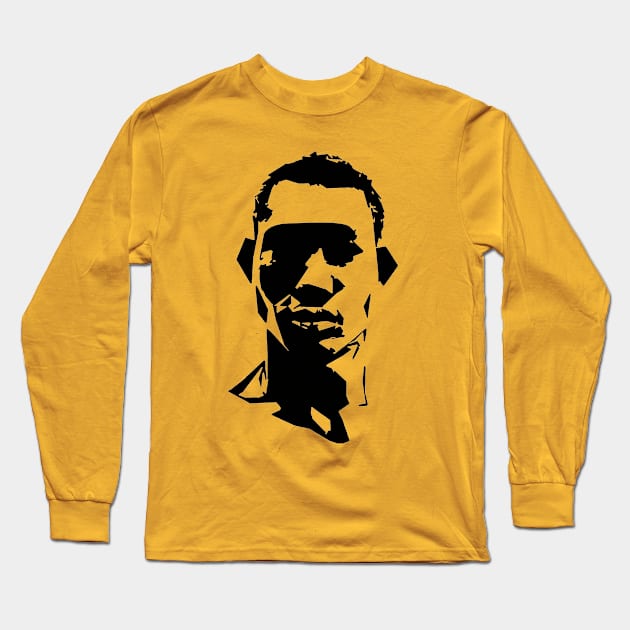 Black Features Long Sleeve T-Shirt by Juba Art